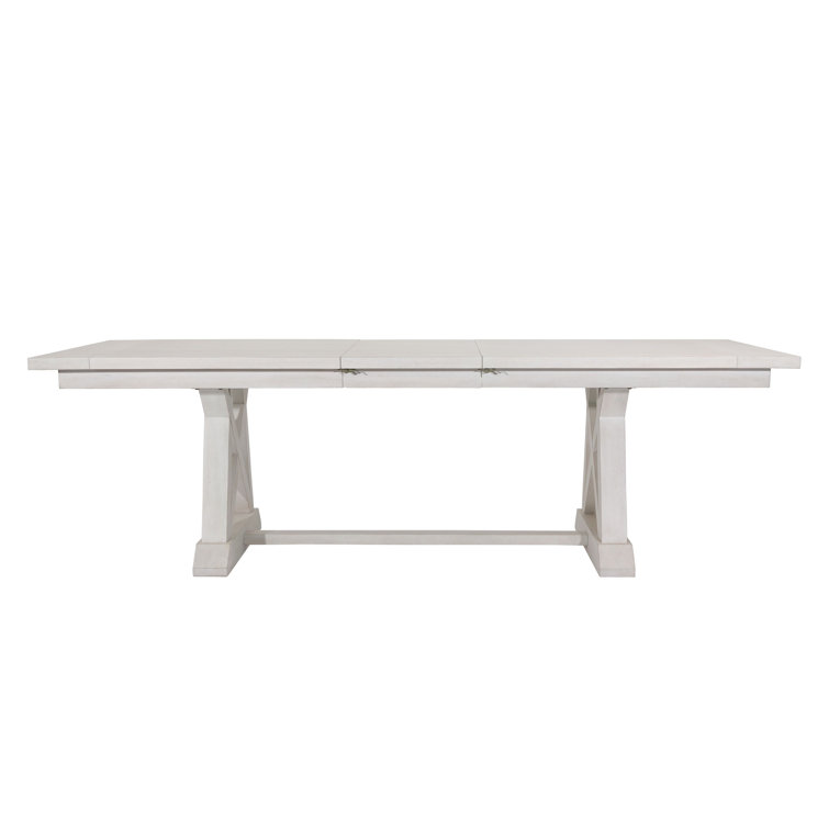 Joaquin Light Gray Wash Rubberwood Extendable Dining Table, 80-98"