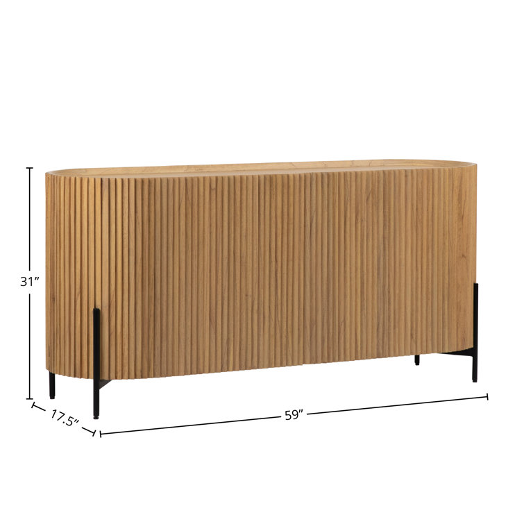 Tala 59" Natural Mindi Wood Sideboard with Black Metal Legs