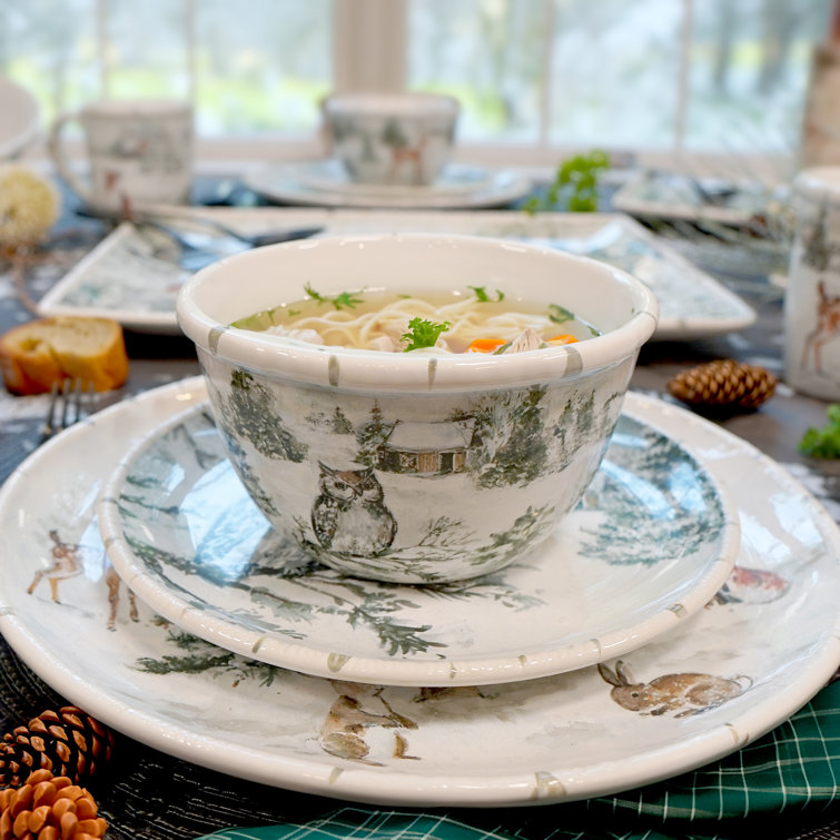 Winter's Frost Ceramic Holiday Dinnerware Set, Service for 4