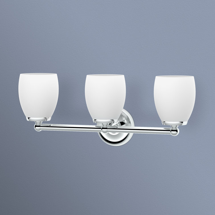 Polished Chrome 3-Light Bathroom Vanity Sconce with Frosted Shades
