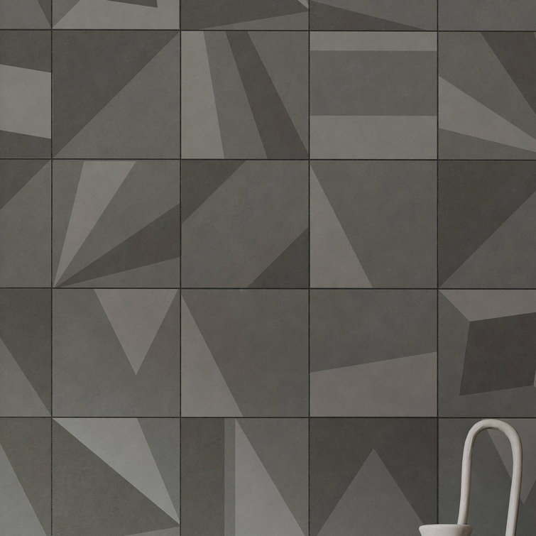Gray Geometric Matte Porcelain 8x8 Wall Tile