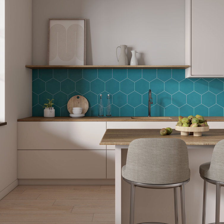 Blue Matte 9x10 Hexagon Porcelain Tile