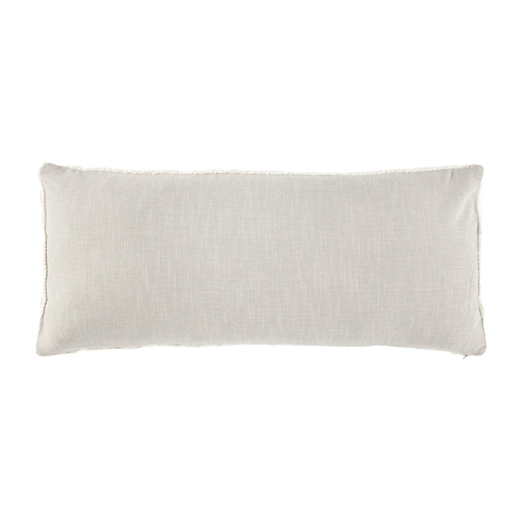 Ivory Knitted Belgian Linen Throw Pillow, 16"x36"