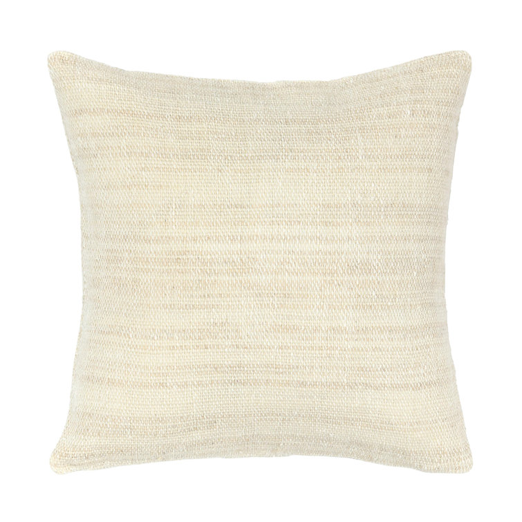 22" White Linen Blend Square Throw Pillow