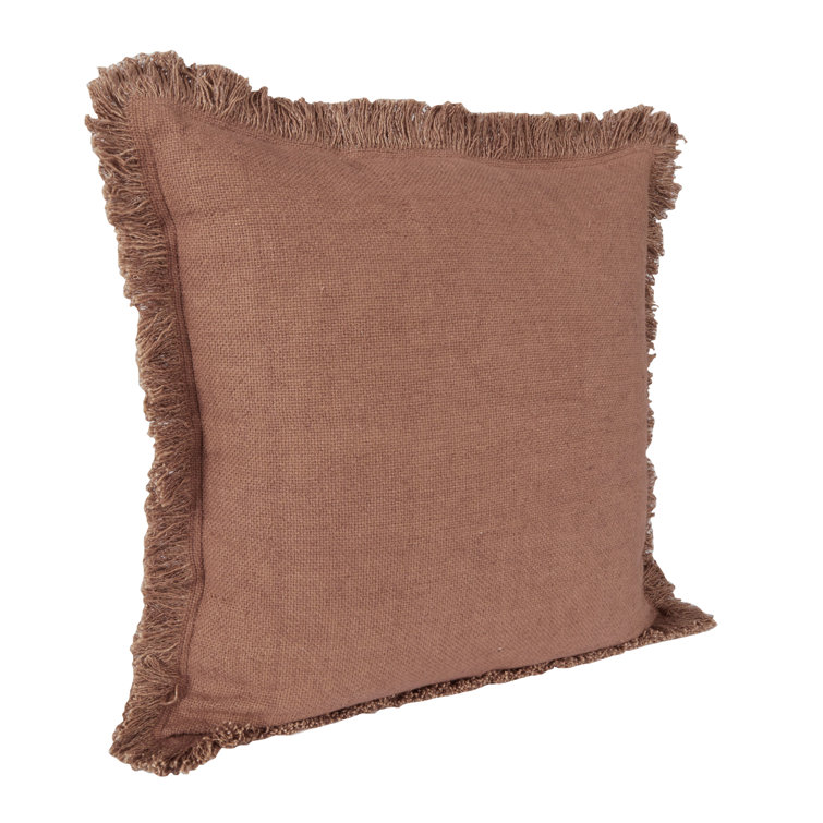 Agatha 22" Ivory Linen-Blend Throw Pillow with Feather Insert