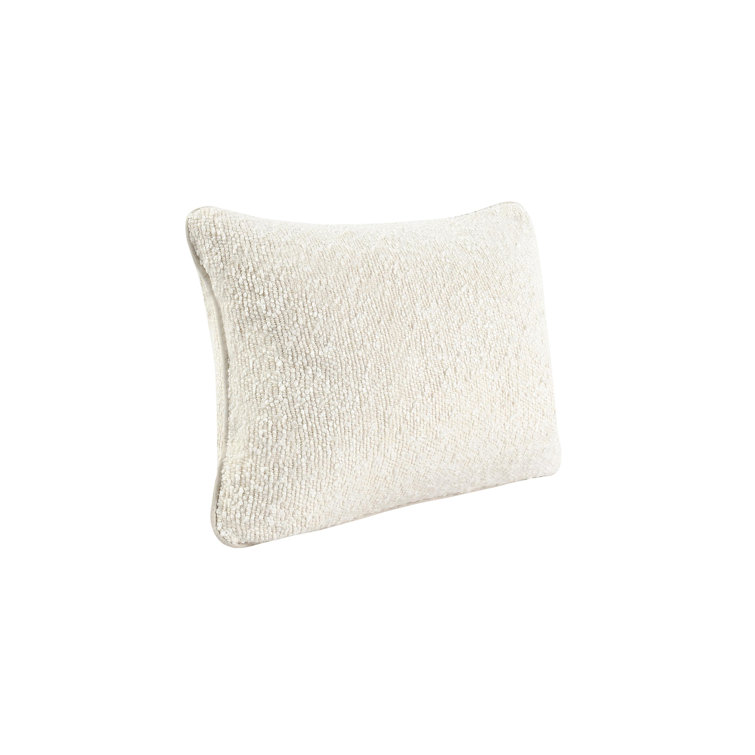 Ivory Rectangular Embroidered Cotton Blend Lumbar Pillow