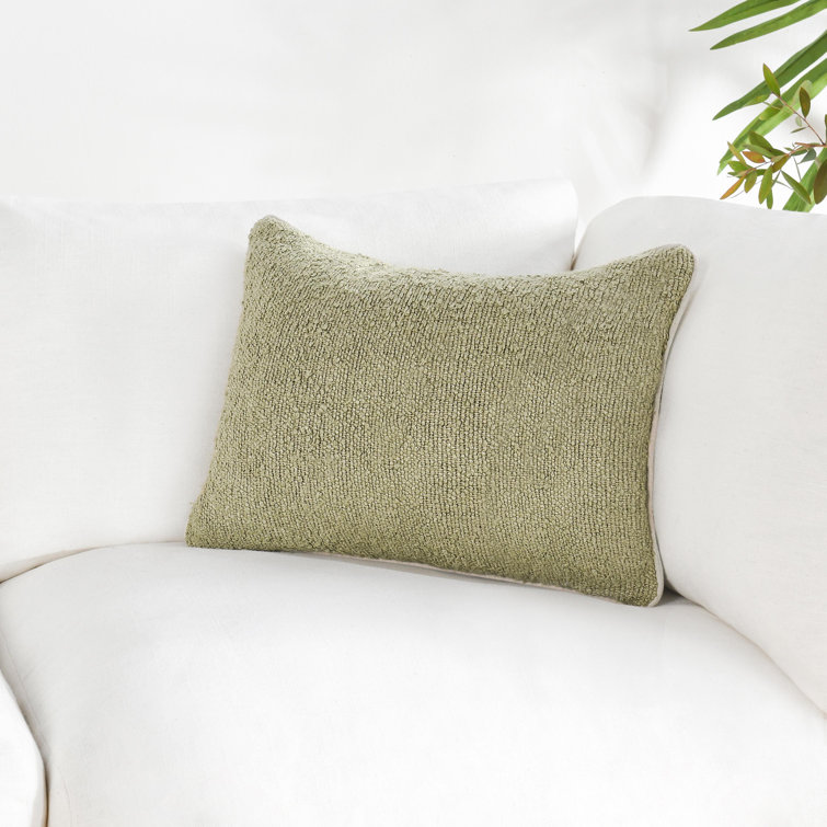 Ivory Rectangular Embroidered Cotton Blend Lumbar Pillow