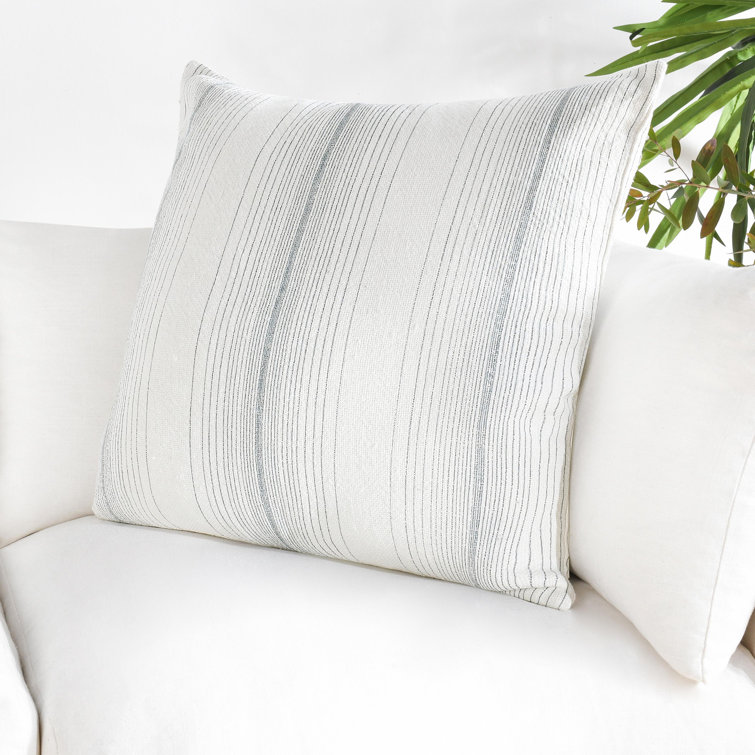 Capri Blue and White Striped Linen Cotton Pillow Cover