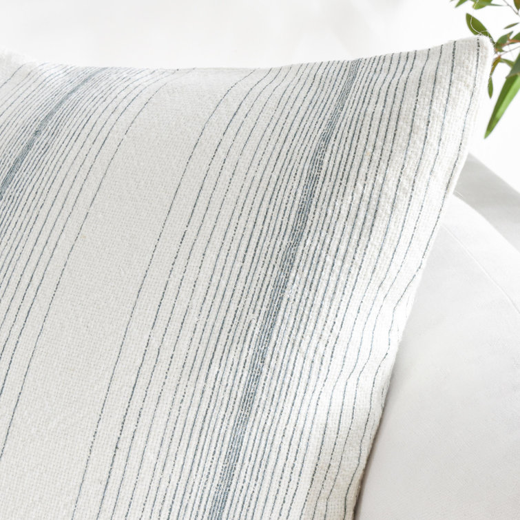 Capri Blue and White Striped Linen Cotton Pillow Cover