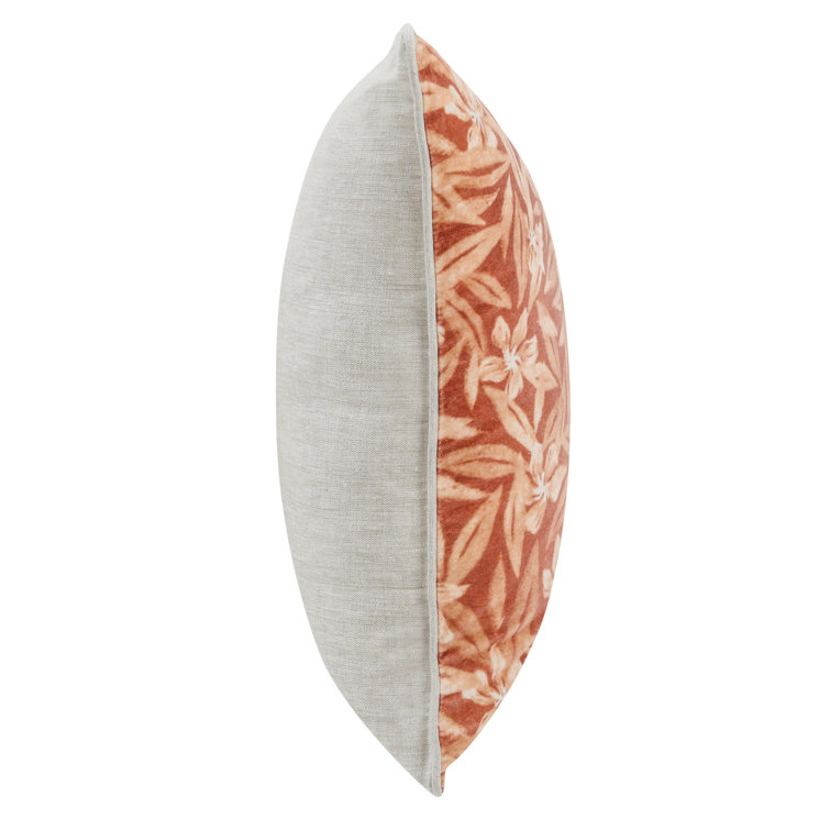 Lamia 22" Clay Cotton Velvet Botanical Throw Pillow