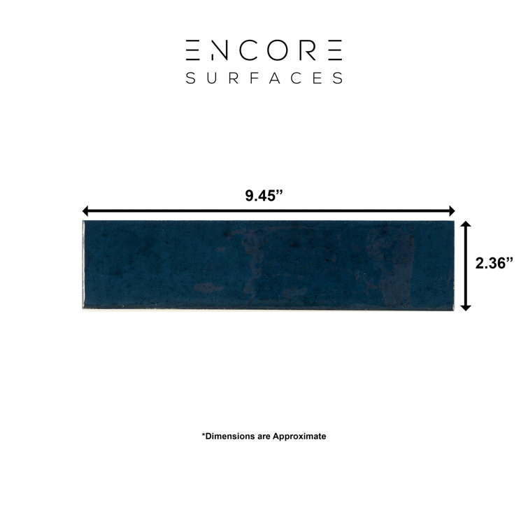 Blue Glossy Italian Porcelain Subway Wall Tile 2.5" x 9.5"