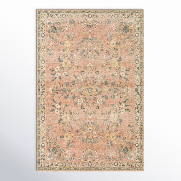 Berger Peach and Gray Oriental Synthetic Rug