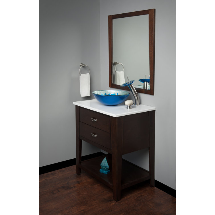 19'' Blue and Silver Glass Vessel Bathroom Sink