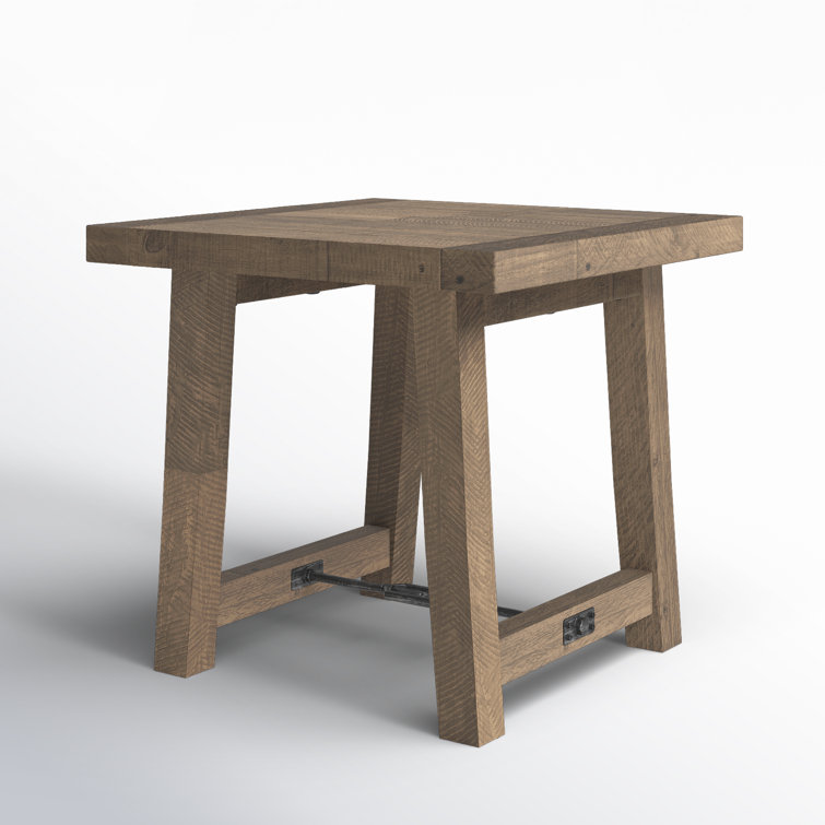 Tuscany Reclaimed Pine and Metal 26" Square End Table - Weathered Taupe