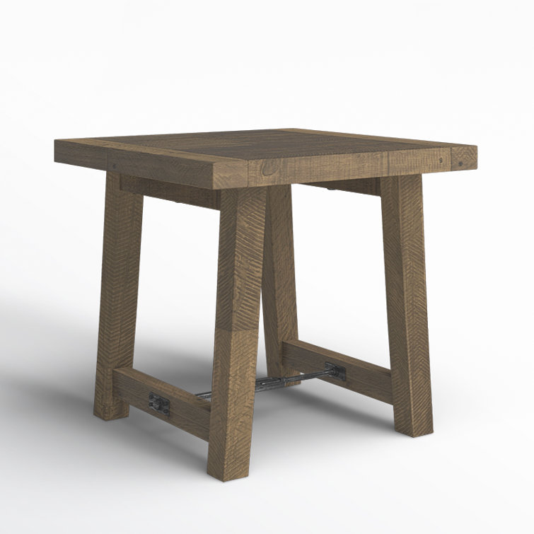 Tuscany Reclaimed Pine and Metal 26" Square End Table - Weathered Taupe