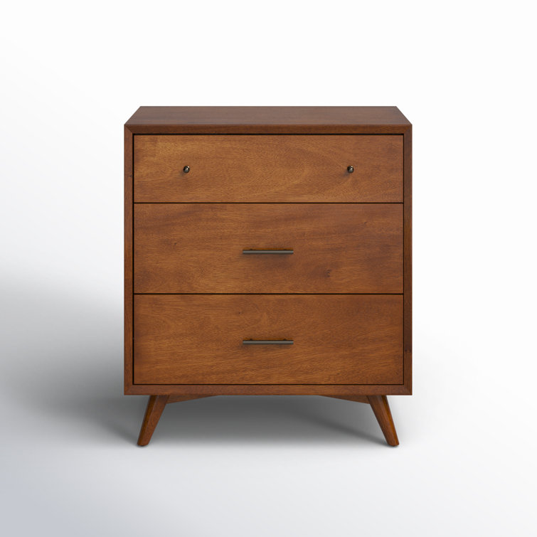Flynn Transitional 3-Drawer Solid Mahogany Chest in Acorn Brown