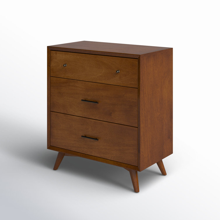 Flynn Transitional 3-Drawer Solid Mahogany Chest in Acorn Brown