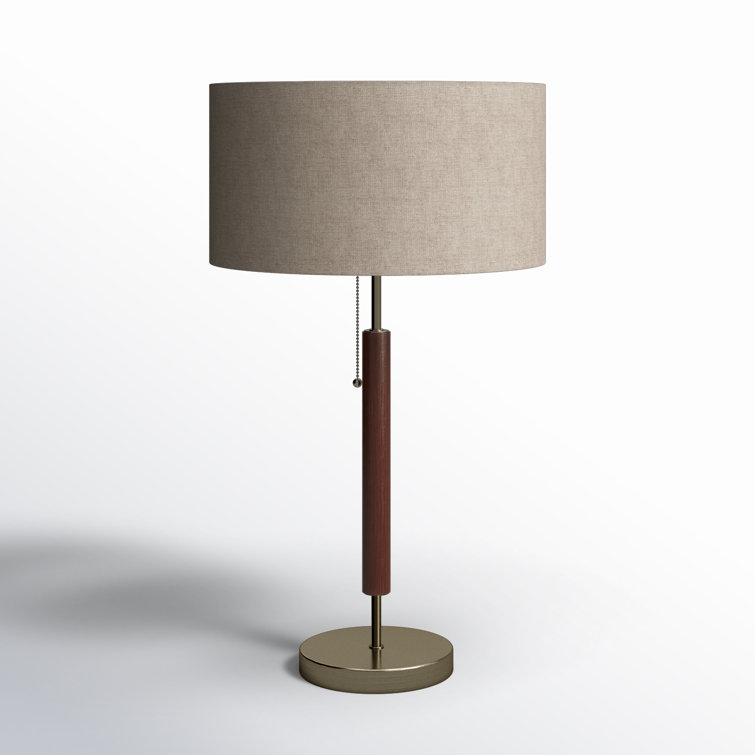 Hamilton 26.25'' White Linen Shade Table Lamp with Walnut Wood Body
