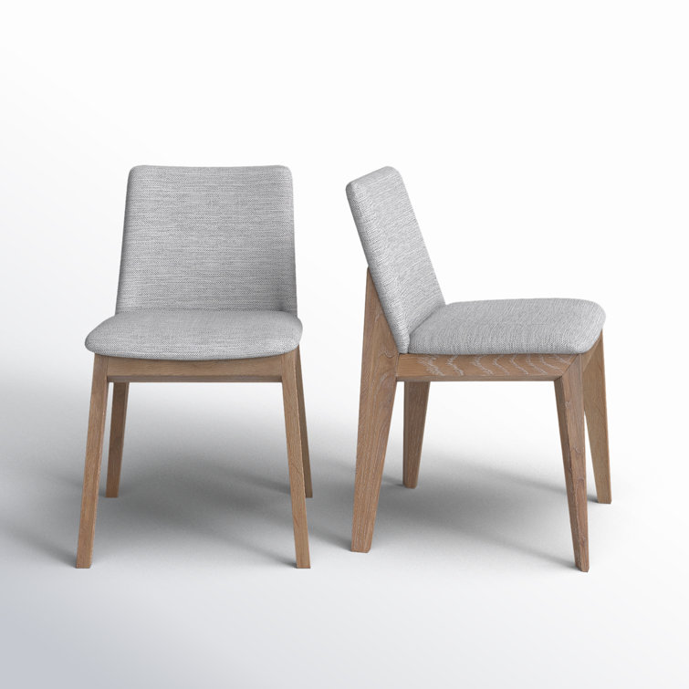 Gray Upholstered Solid Wood Side Chair Set