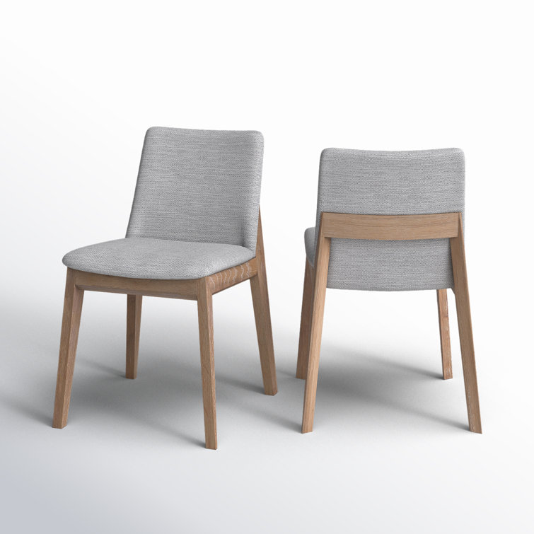 Gray Upholstered Solid Wood Side Chair Set