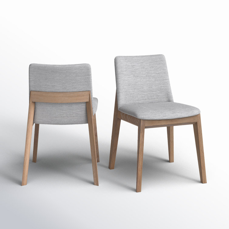 Gray Upholstered Solid Wood Side Chair Set