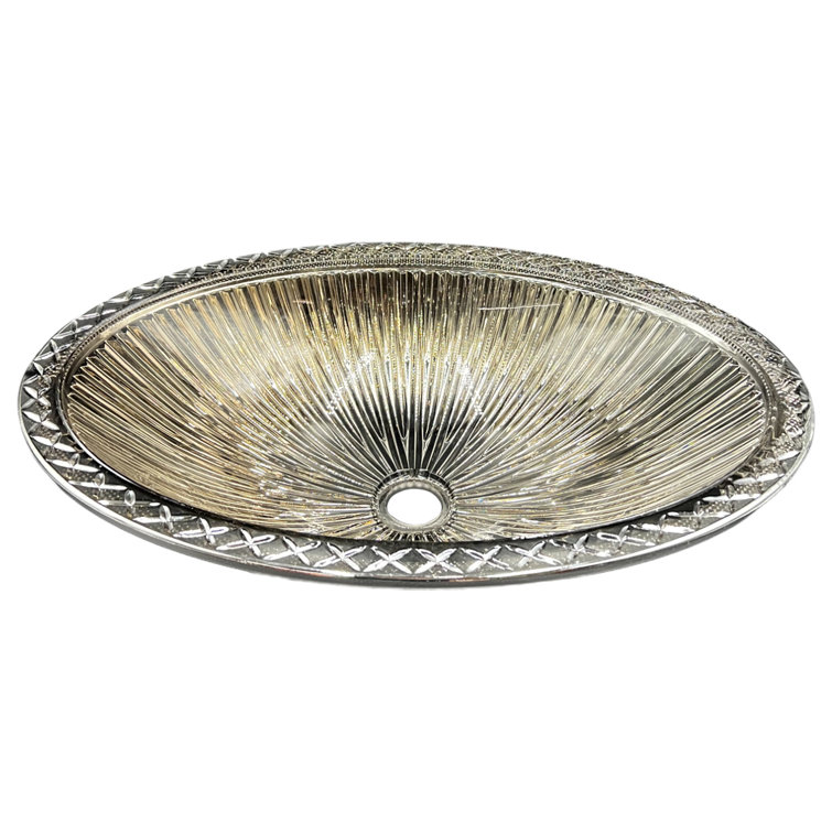 Olive Silver 22" Tempered Glass Oval Bathroom Vessel Sink