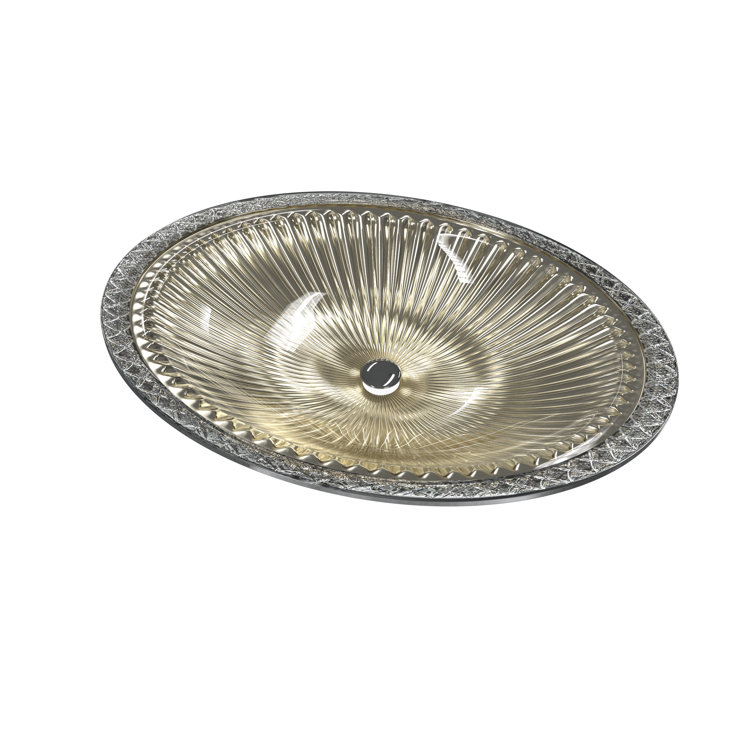 Olive Silver 22" Tempered Glass Oval Bathroom Vessel Sink