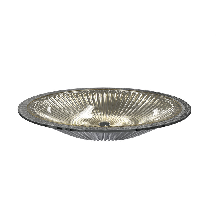 Olive Silver 22" Tempered Glass Oval Bathroom Vessel Sink