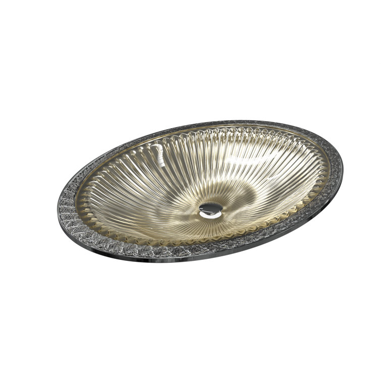 Olive Silver 22" Tempered Glass Oval Bathroom Vessel Sink