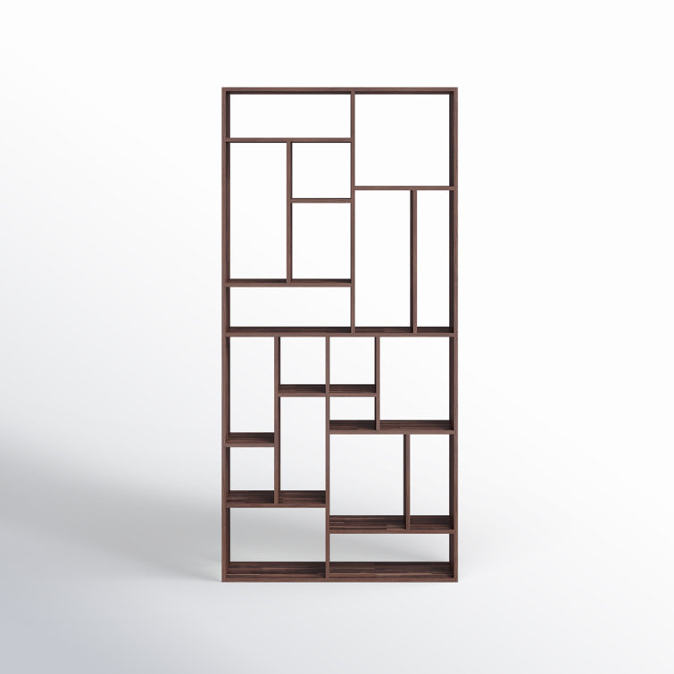 Brown Solid Wood Geometric Cube Bookcase