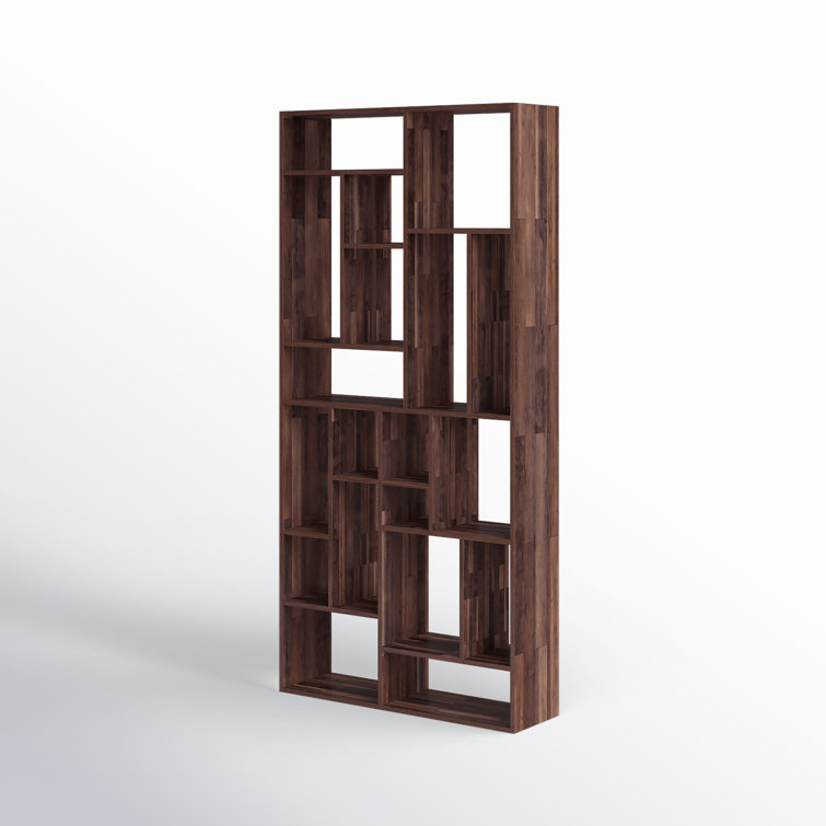 Brown Solid Wood Geometric Cube Bookcase