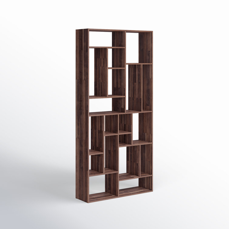 Brown Solid Wood Geometric Cube Bookcase