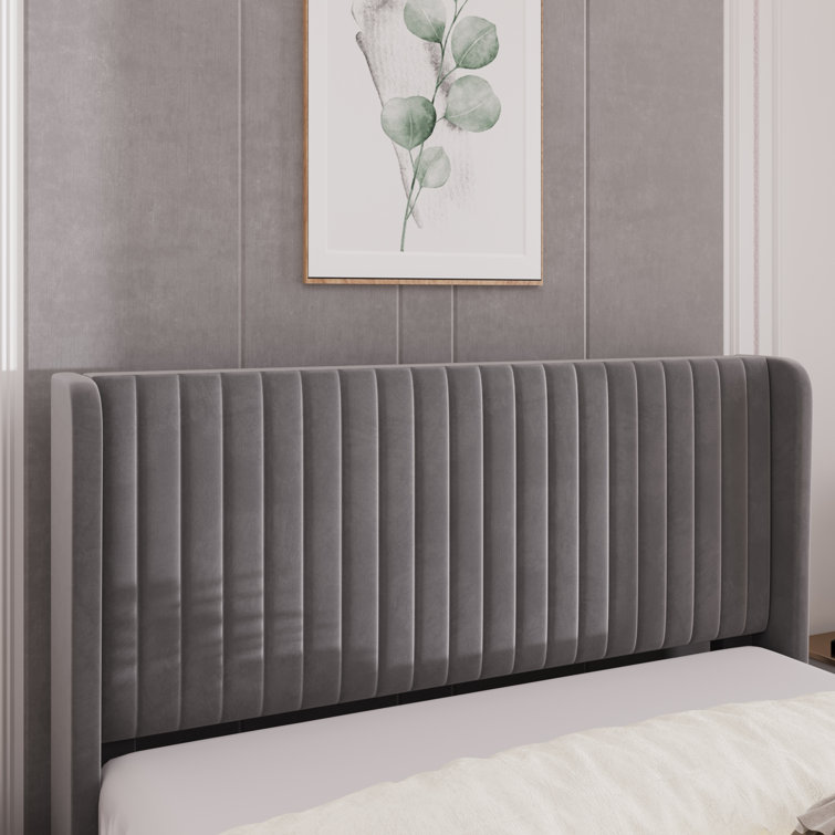 Elegant Teal Velvet Queen Platform Bed with Tufted Wingback Headboard