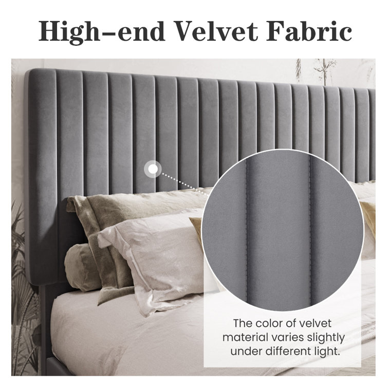 Elegant Teal Velvet Queen Platform Bed with Tufted Wingback Headboard