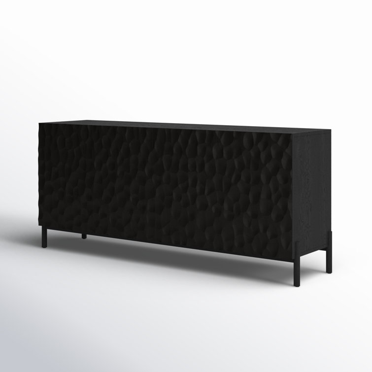 Fife 71'' Black Solid Wood Sideboard with Hand-Chiseled Doors