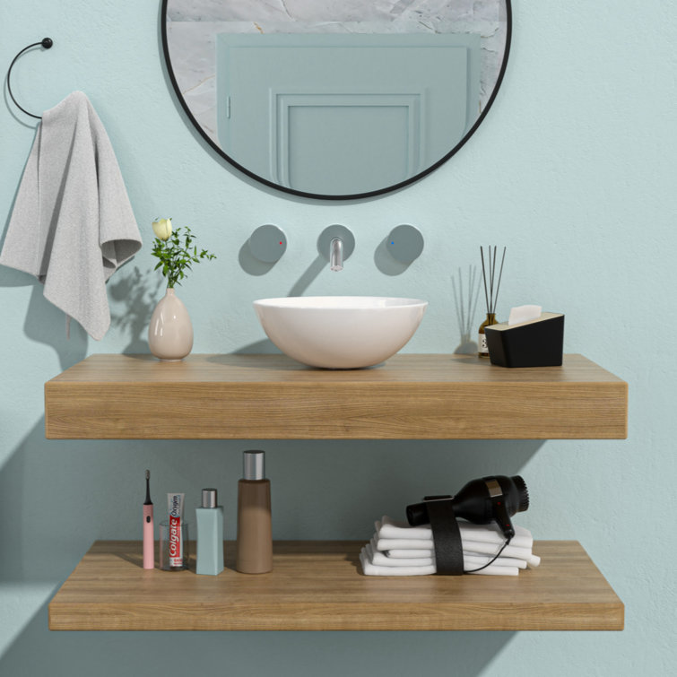 13'' White Ceramic Circular Vessel Bathroom Sink