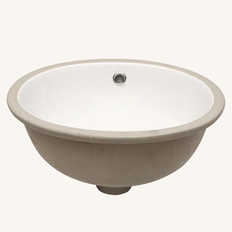 16.5" x 13.4" White Ceramic Oval Undermount Bathroom Sink with Overflow