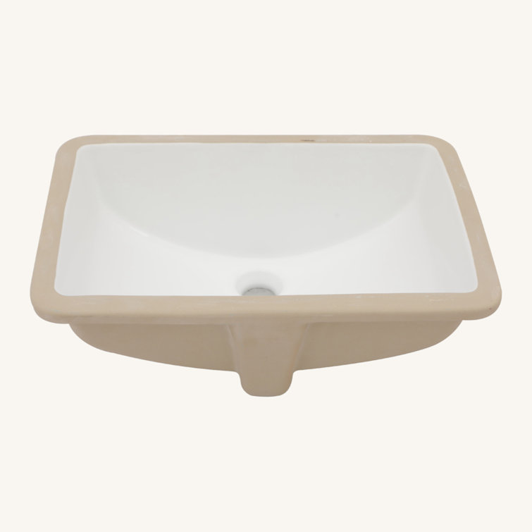 19.7" x 14" White Ceramic Rectangular Undermount Bathroom Sink with Overflow