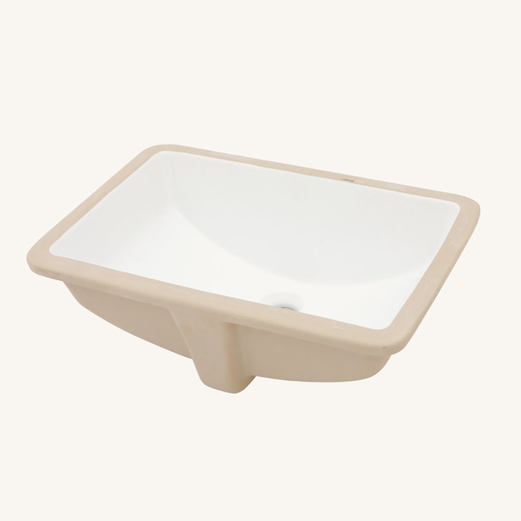 19.7" x 14" White Ceramic Rectangular Undermount Bathroom Sink with Overflow