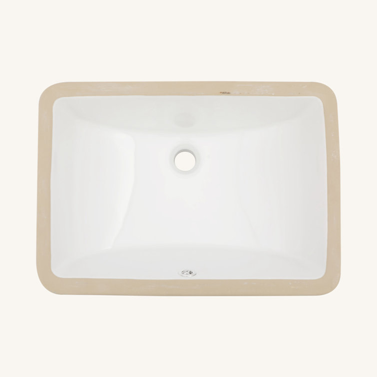 19.7" x 14" White Ceramic Rectangular Undermount Bathroom Sink with Overflow