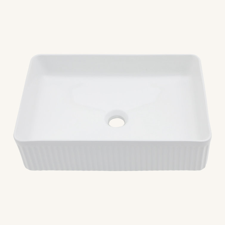 19.63" x 13.69" White Ceramic Rectangular Vessel Sink