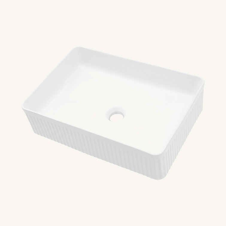 19.63" x 13.69" White Ceramic Rectangular Vessel Sink