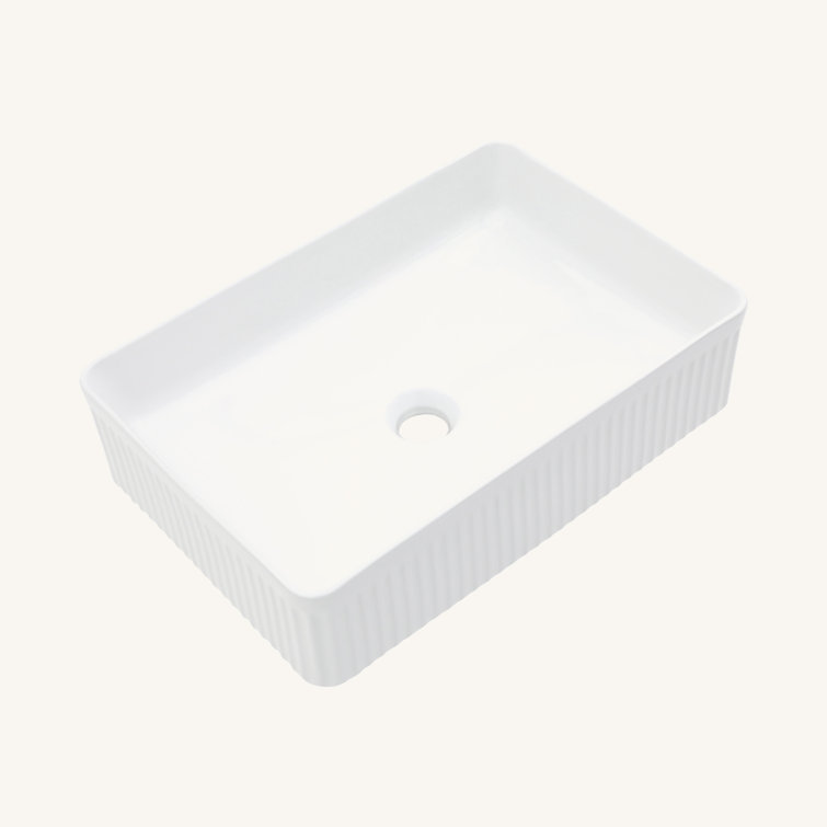 19.63" x 13.69" White Ceramic Rectangular Vessel Sink