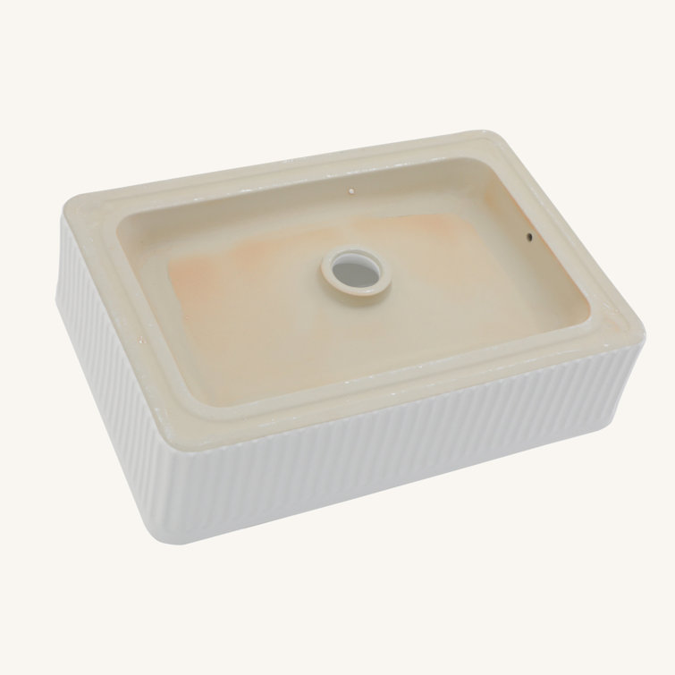 19.63" x 13.69" White Ceramic Rectangular Vessel Sink
