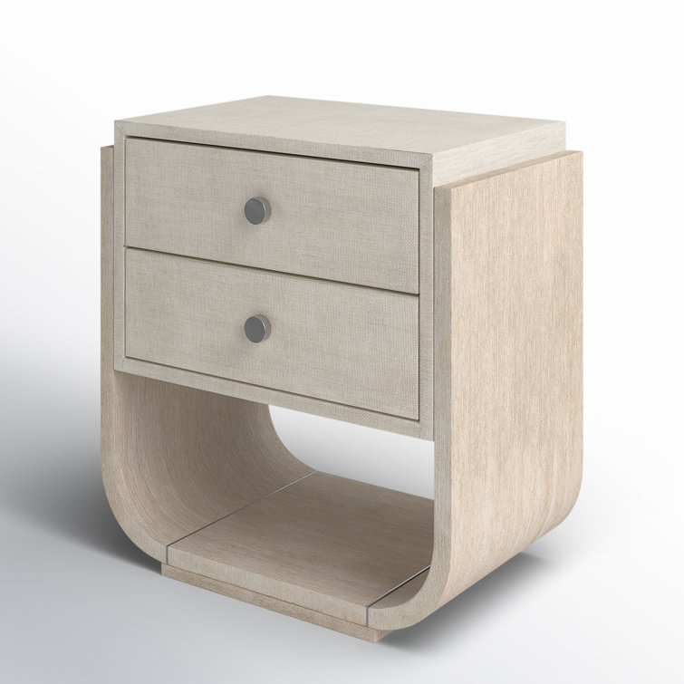 Diamond Finish Oak Veneer 2-Drawer Nightstand