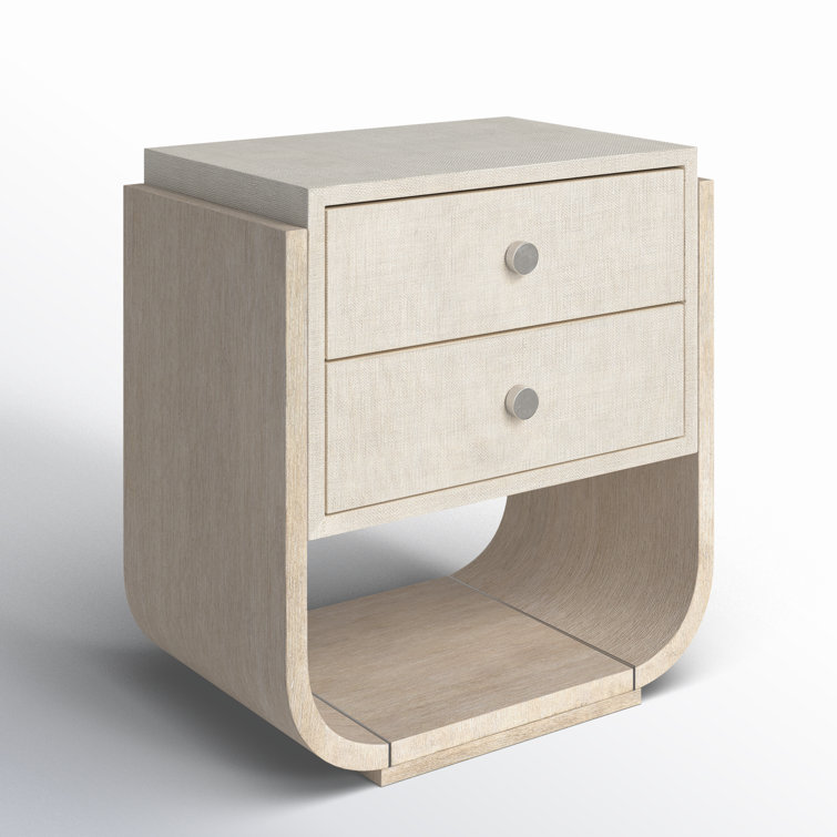 Diamond Finish Oak Veneer 2-Drawer Nightstand