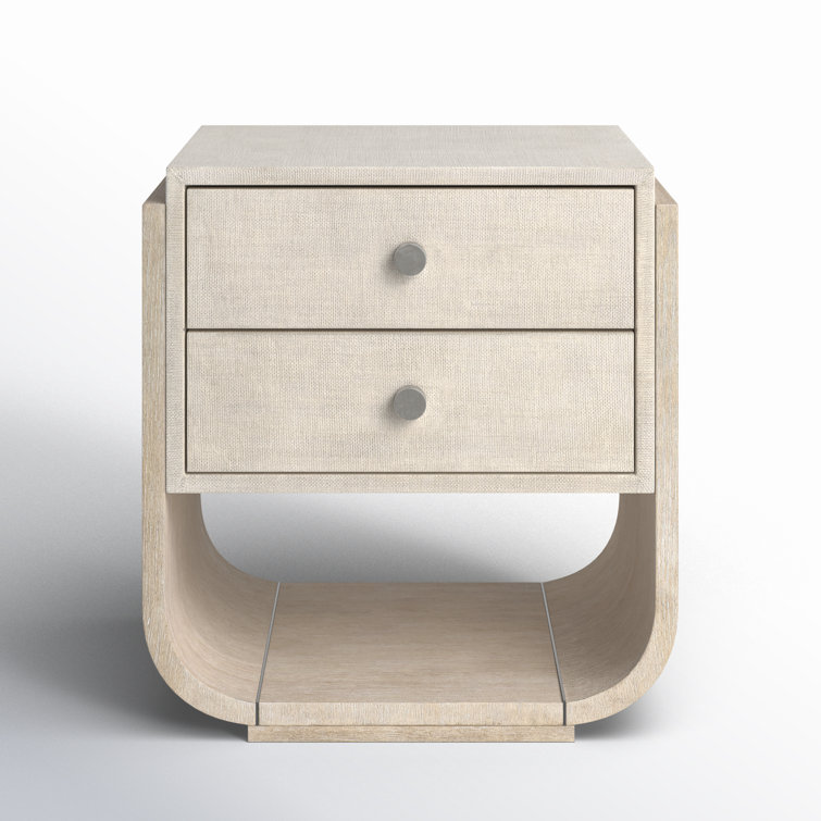 Diamond Finish Oak Veneer 2-Drawer Nightstand
