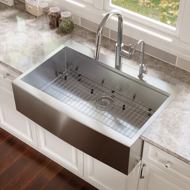 33" Stainless Steel Farmhouse Single Bowl Workstation Sink