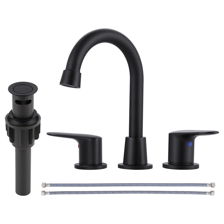 Matte Black Double Handle Widespread Bathroom Faucet