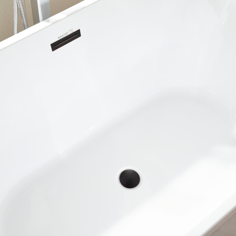 54" White Acrylic Freestanding Soaking Bathtub with Oil Rubbed Bronze